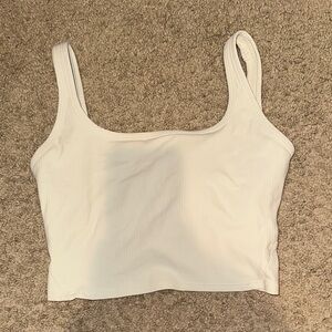 White Ribbed Square-Neck Tank Top - Women